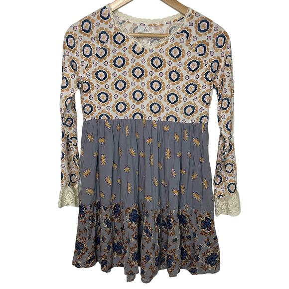 Matilda Jane Other - 435 Matilda Jane So Spirited Dress 12 Girls Printed Geometric Lace Trim Pleated